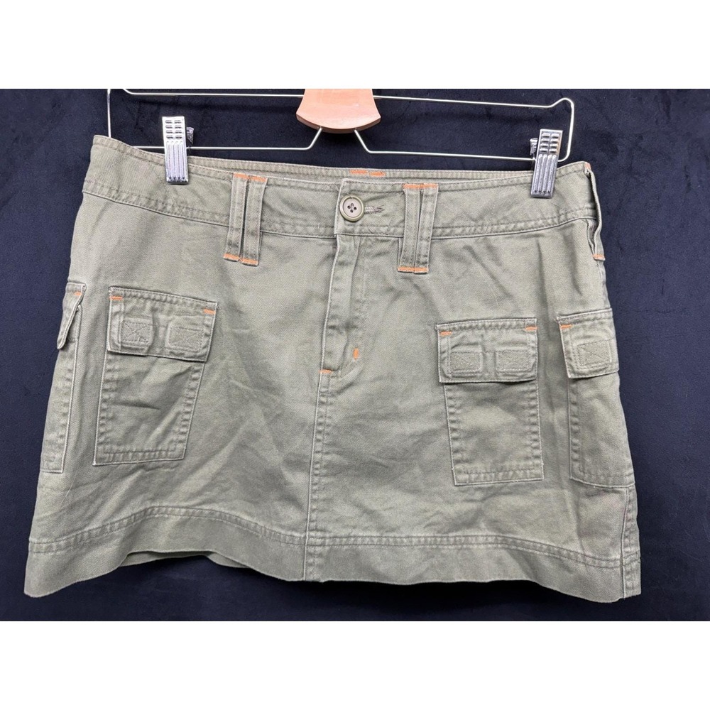 Vintage Deb 90's Olive Green Mini Skirt Cargo Pockets Y2K Hipster Festival Sz 9